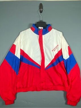 Vtg Firestone Racing Jacket Windbreaker Indy Car Color Block Striped All Over XL